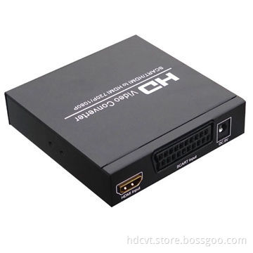 SCART + HDMI to HDMI Converter(Upscaler) with Digital Coaxial Audio, Analog Stereo Audio Output Form